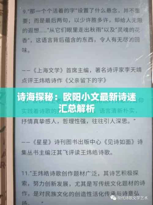 诗海探秘:欧阳小文最新诗迷汇总解析