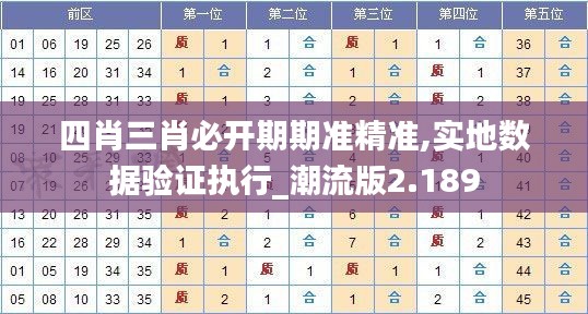 四肖三肖必开期期准精准,实地数据验证执行_潮流版2.189