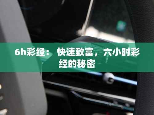 6h彩经: 快速致富,六小时彩经的秘密