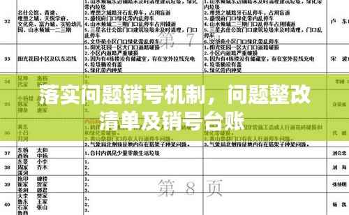 落实问题销号机制,问题整改清单及销号台账