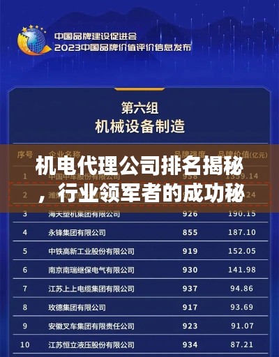机电代理公司排名揭秘,行业领军者的成功秘诀!